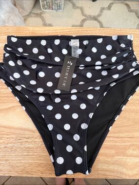 Tempt Me Black & White Polka Dot High-Waist Swim Bottom